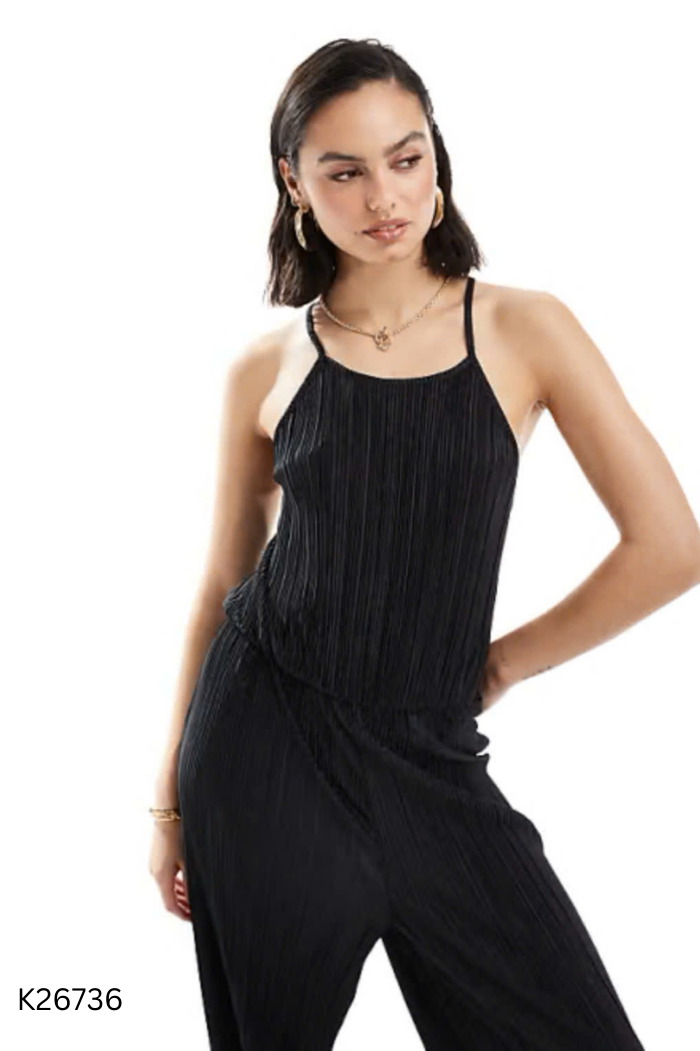 Jumpsuits HM đen xếp ly nhỏ