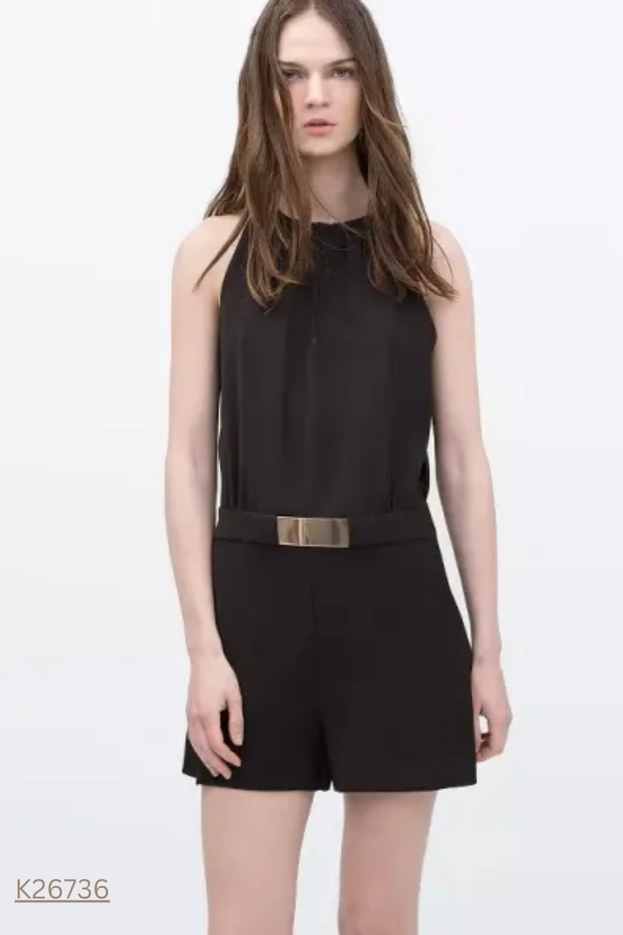 Jumpsuits ZARA sát nách đen phối kim loại