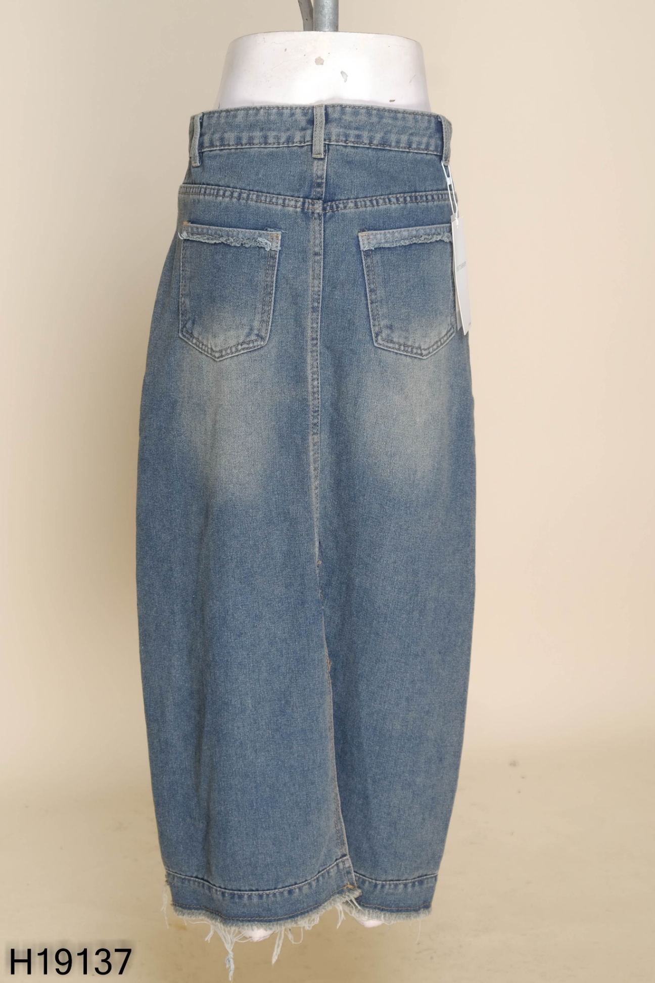 NEWTAG Chân váy jeans xanh dài