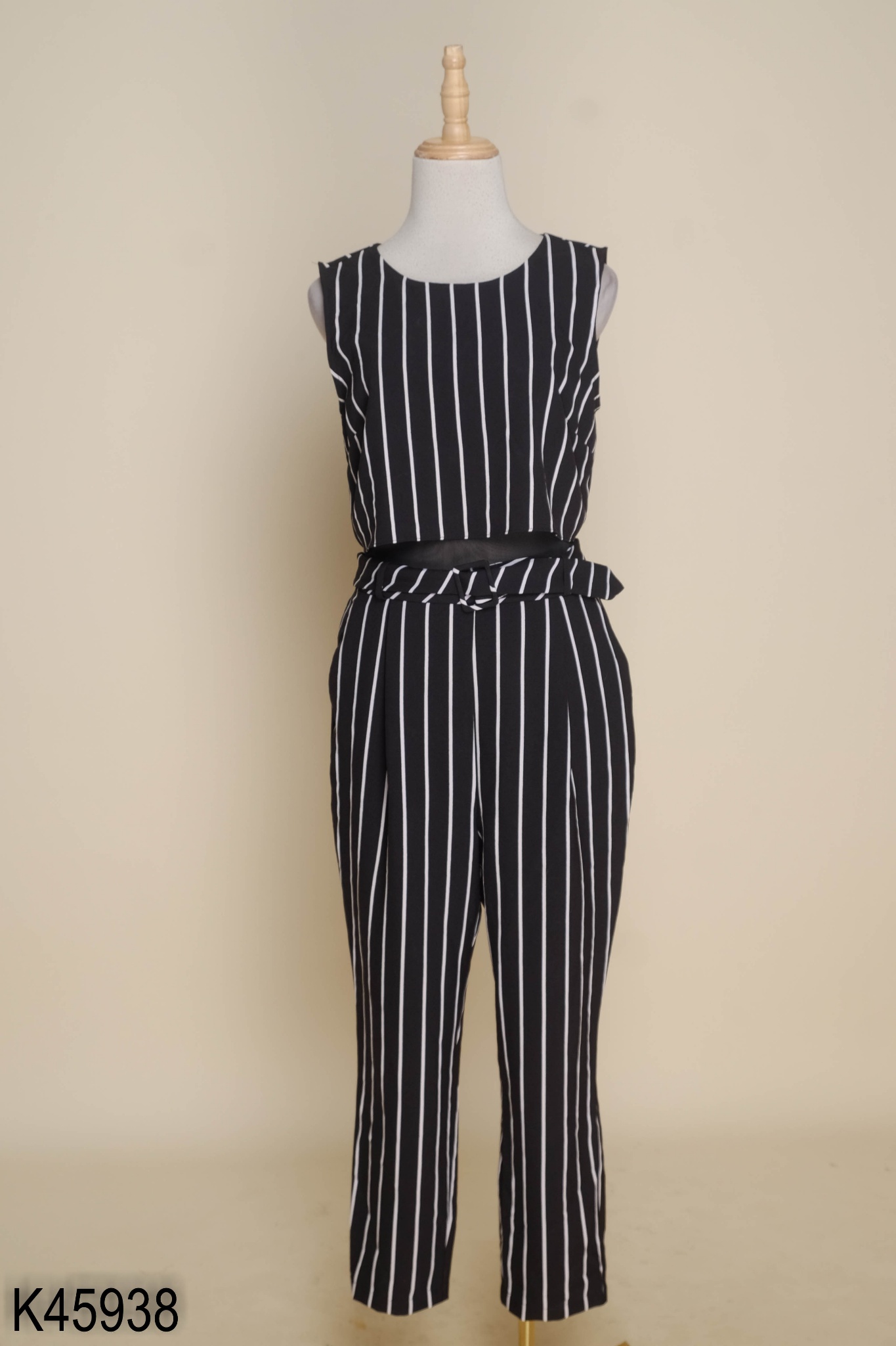 Jumpsuit VERO MODA đen kẻ trắng