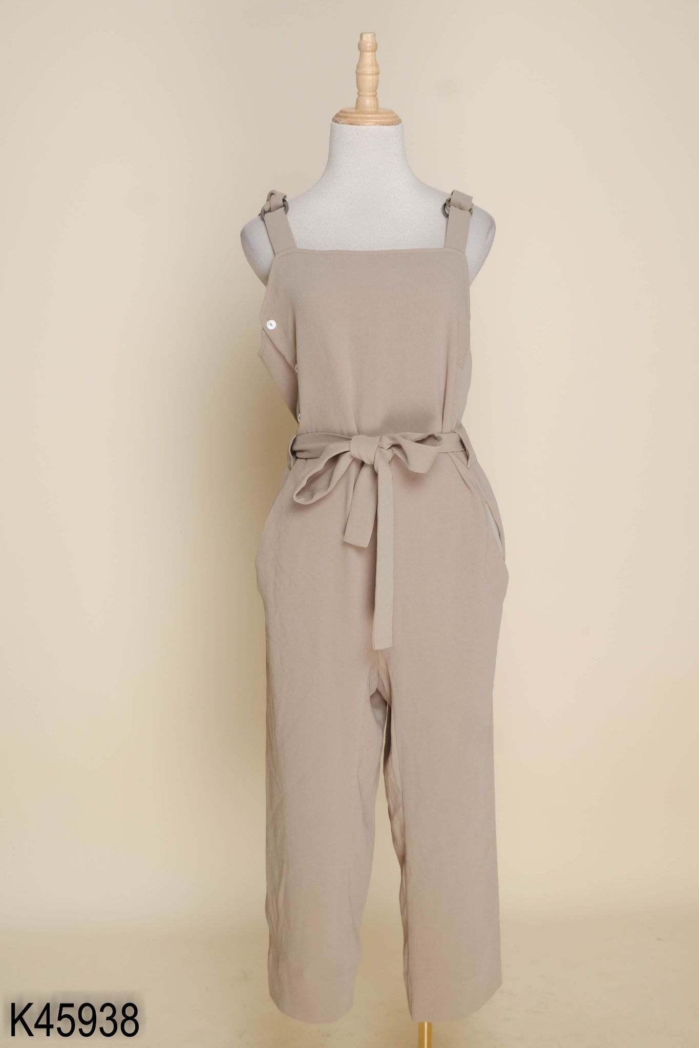 Jumpsuit 2 dây xanh trơn