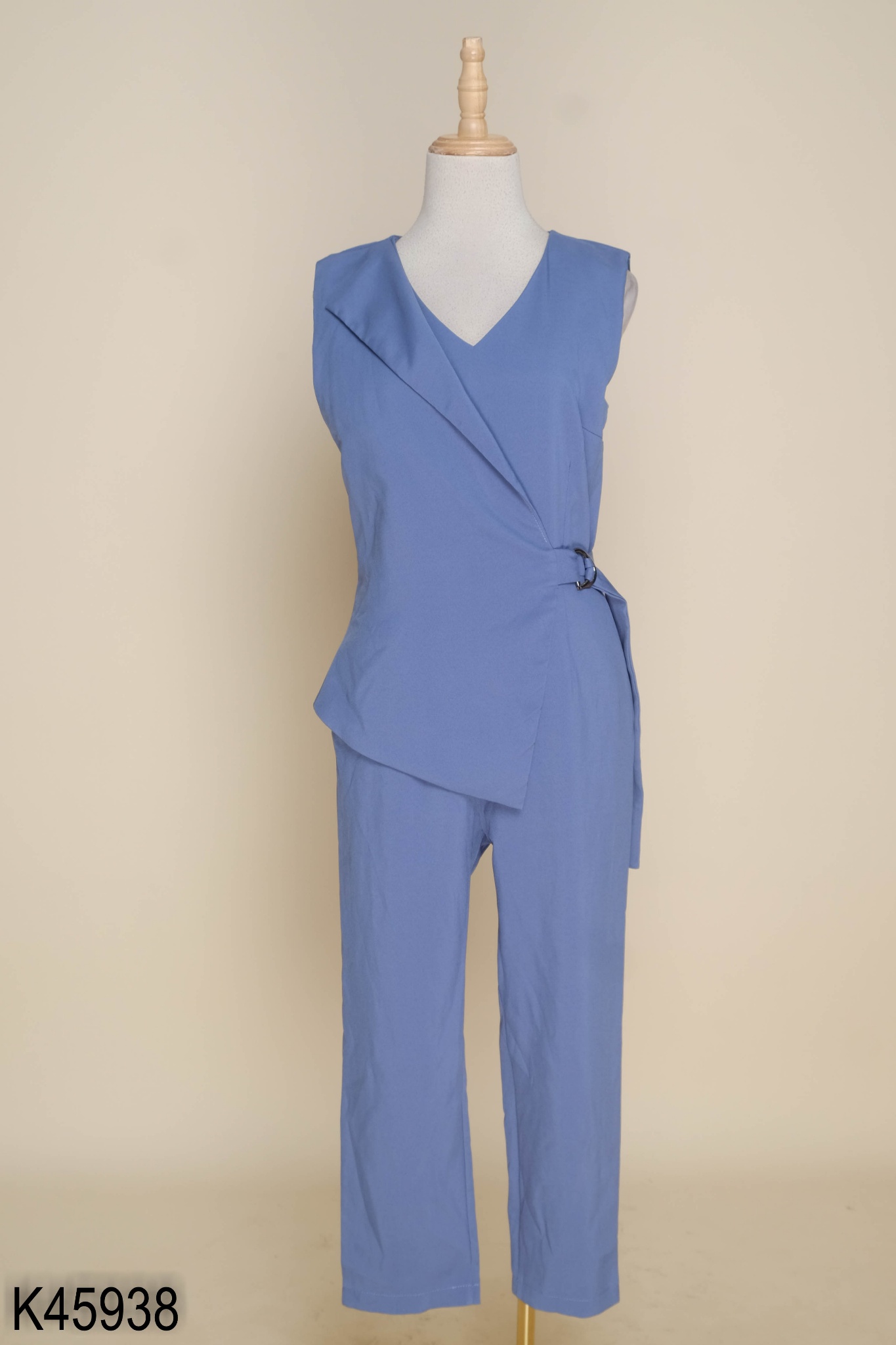 Jumpsuit xanh phối vạt