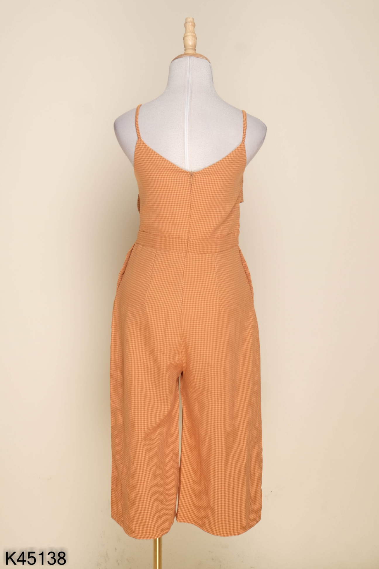 Jumpsuits kẻ caro nhí cam nâu