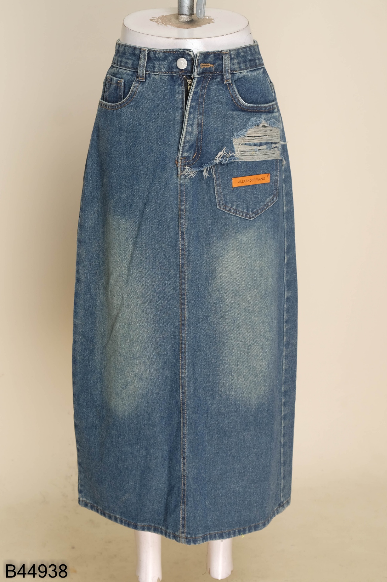 NEW Chân váy jeans xanh rách