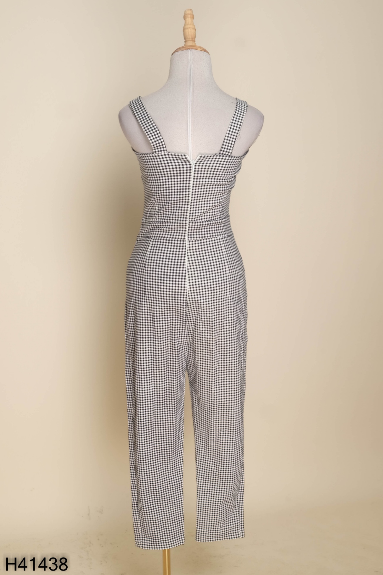 Jumpsuit 2 dây caro đen trắng