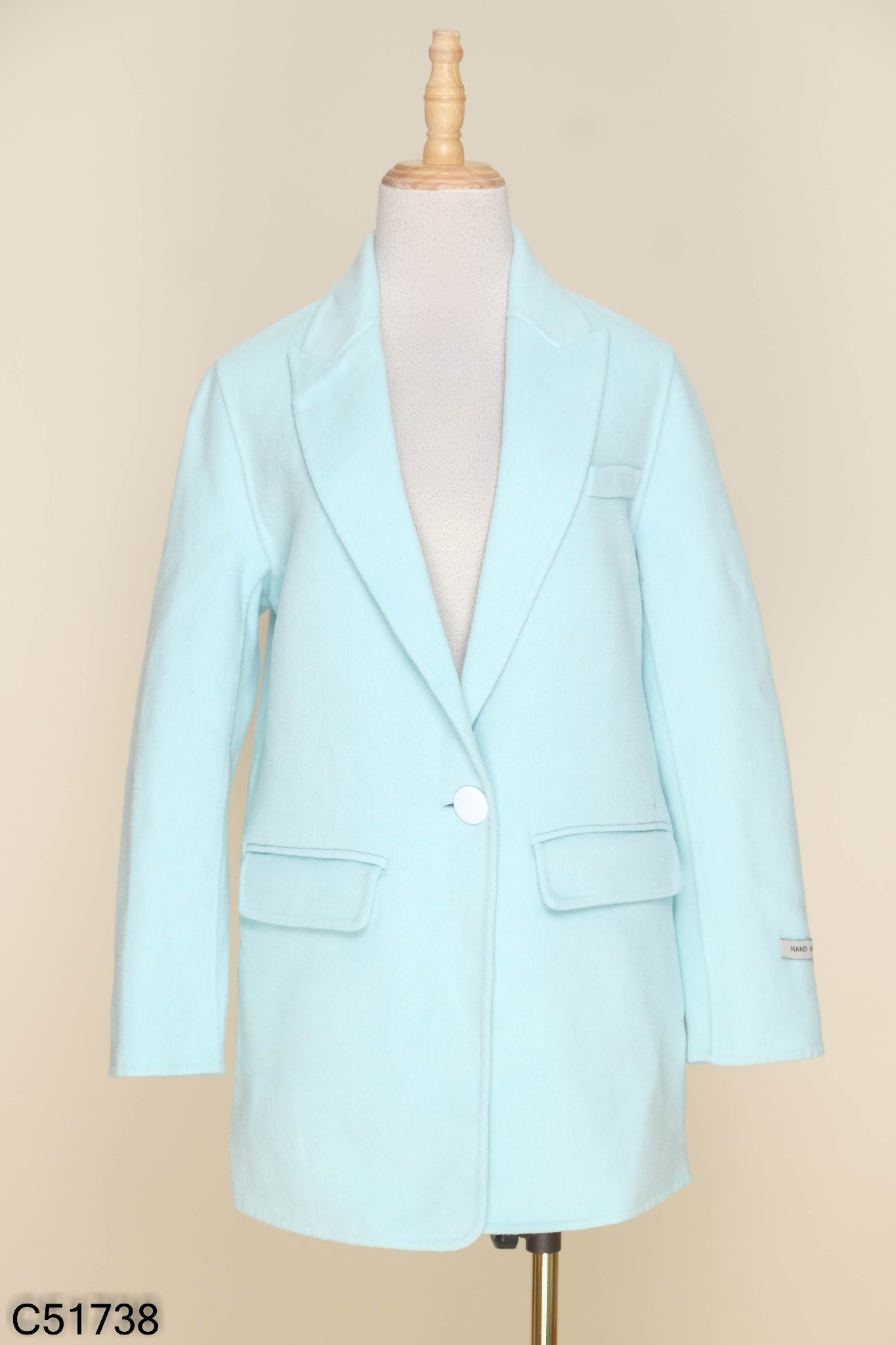 Áo dạ xanh dáng blazer