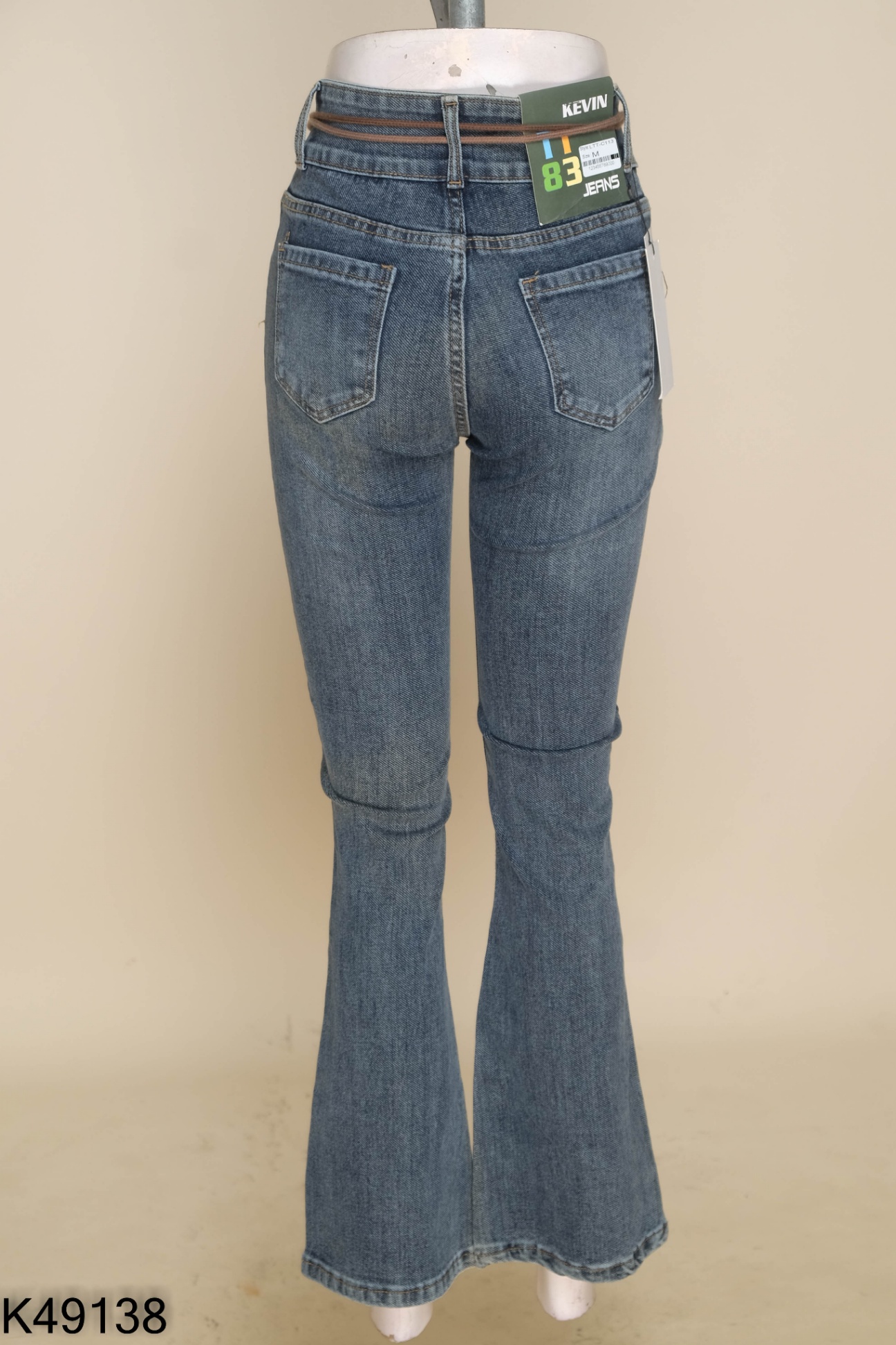 NEWTAG Quần jeans xám xanh 2 cúc