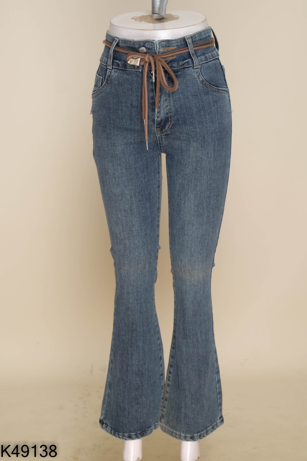 NEWTAG Quần jeans xám xanh 2 cúc