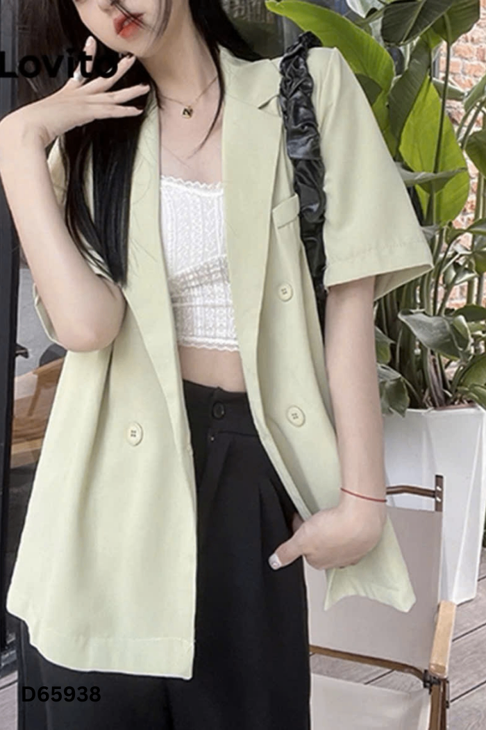 Áo blazer xanh ngắn tay