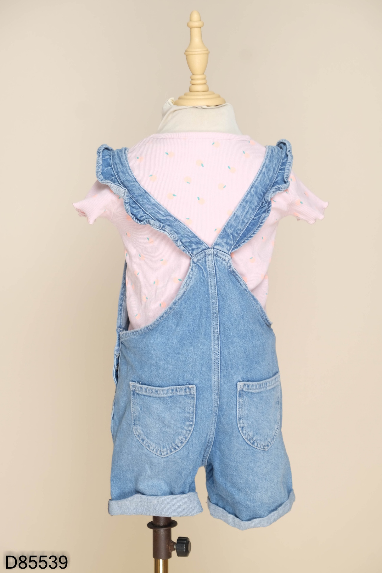 Set áo ZARA hồng + yếm HM jeans xanh kid