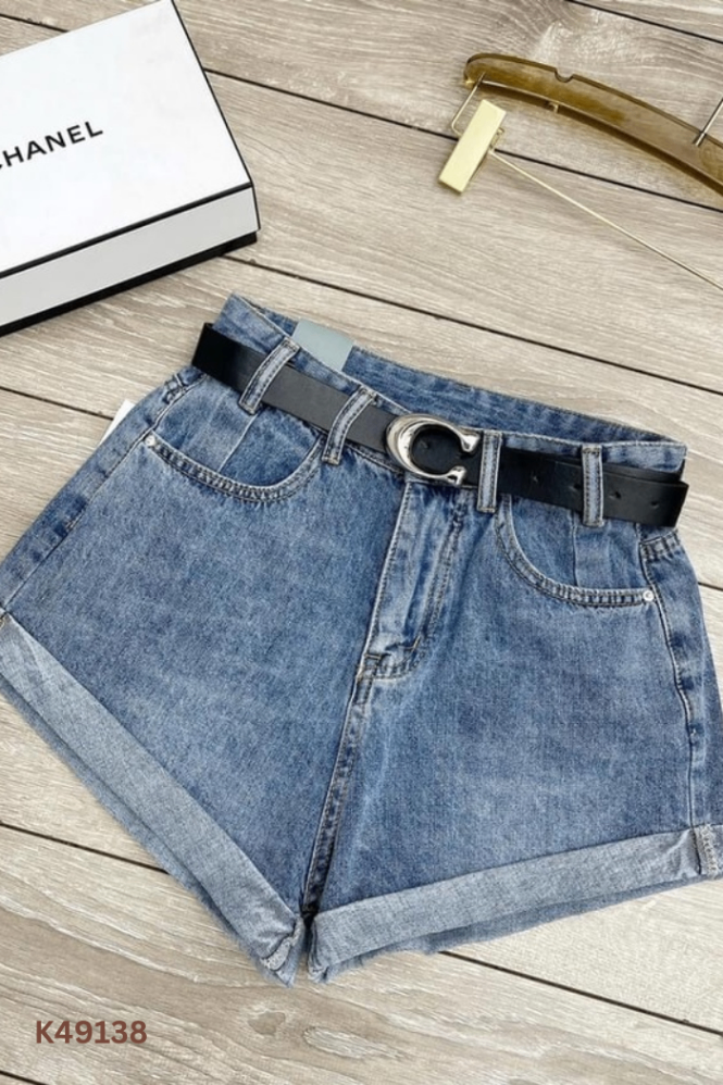 NEWTAG Quần shorts jeans xanh kèm thắt lưng