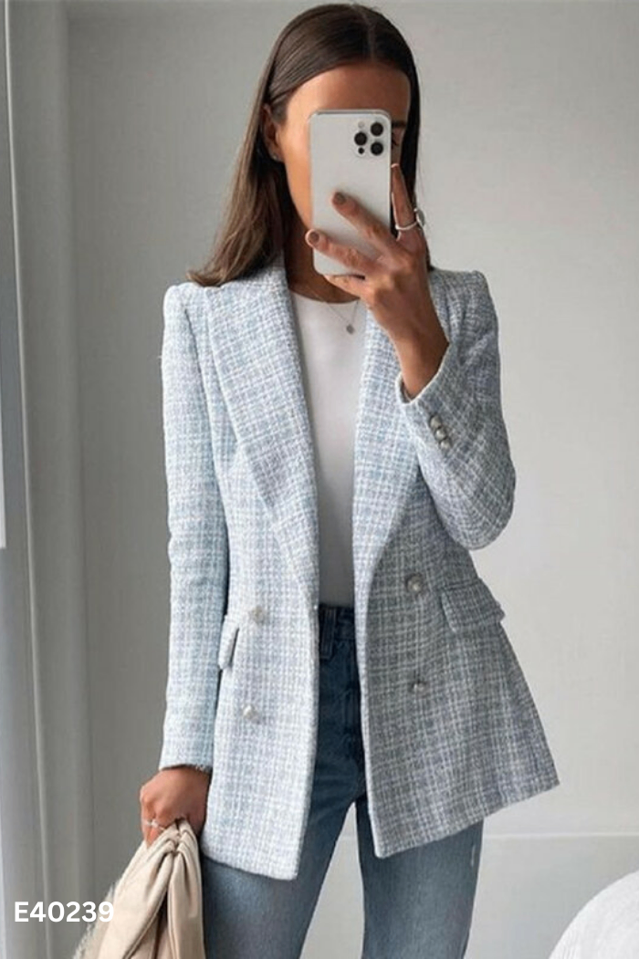 Áo blazer dạ ZARA xanh cúc bạc