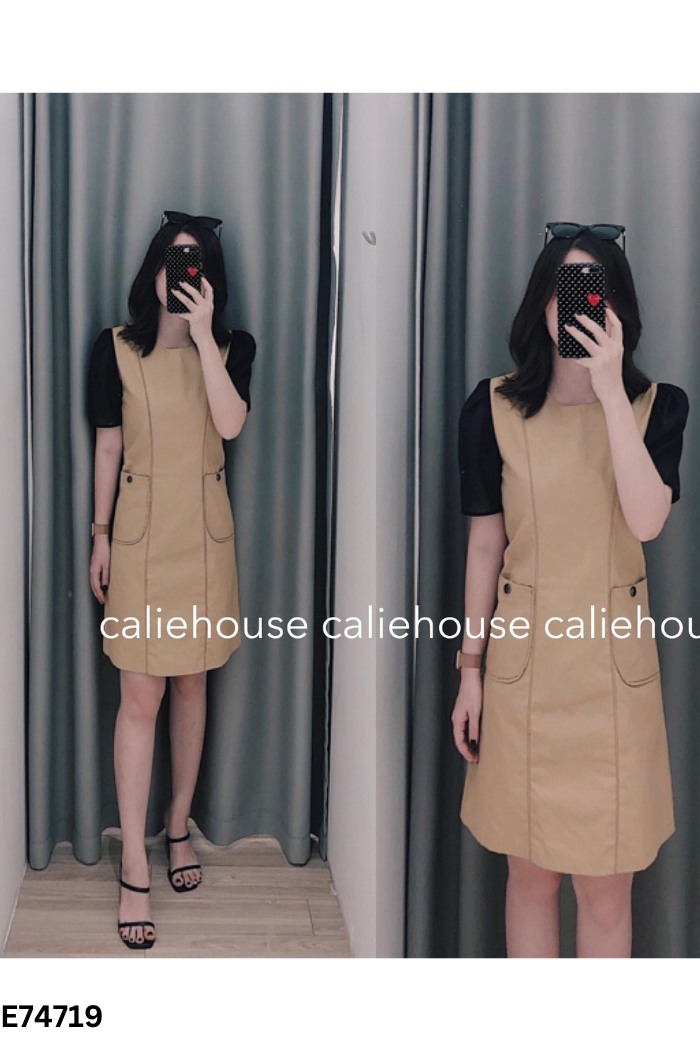 Váy CALIE HOUSE thô nâu tay đen