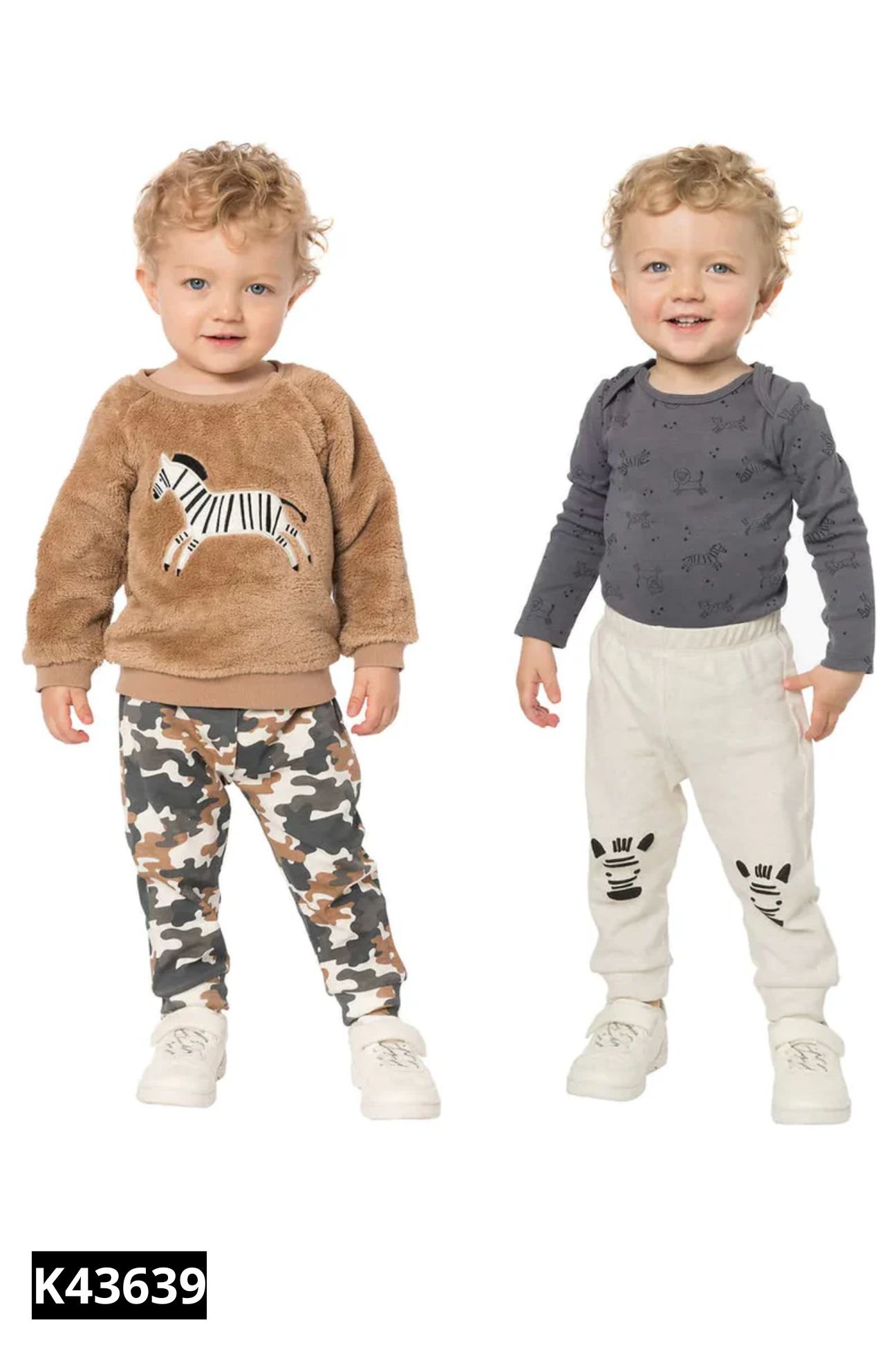 NEW SET 4 PEKKLE Áo lông nâu be + bodysuit xám + quần be + quần xám nâu KIDS