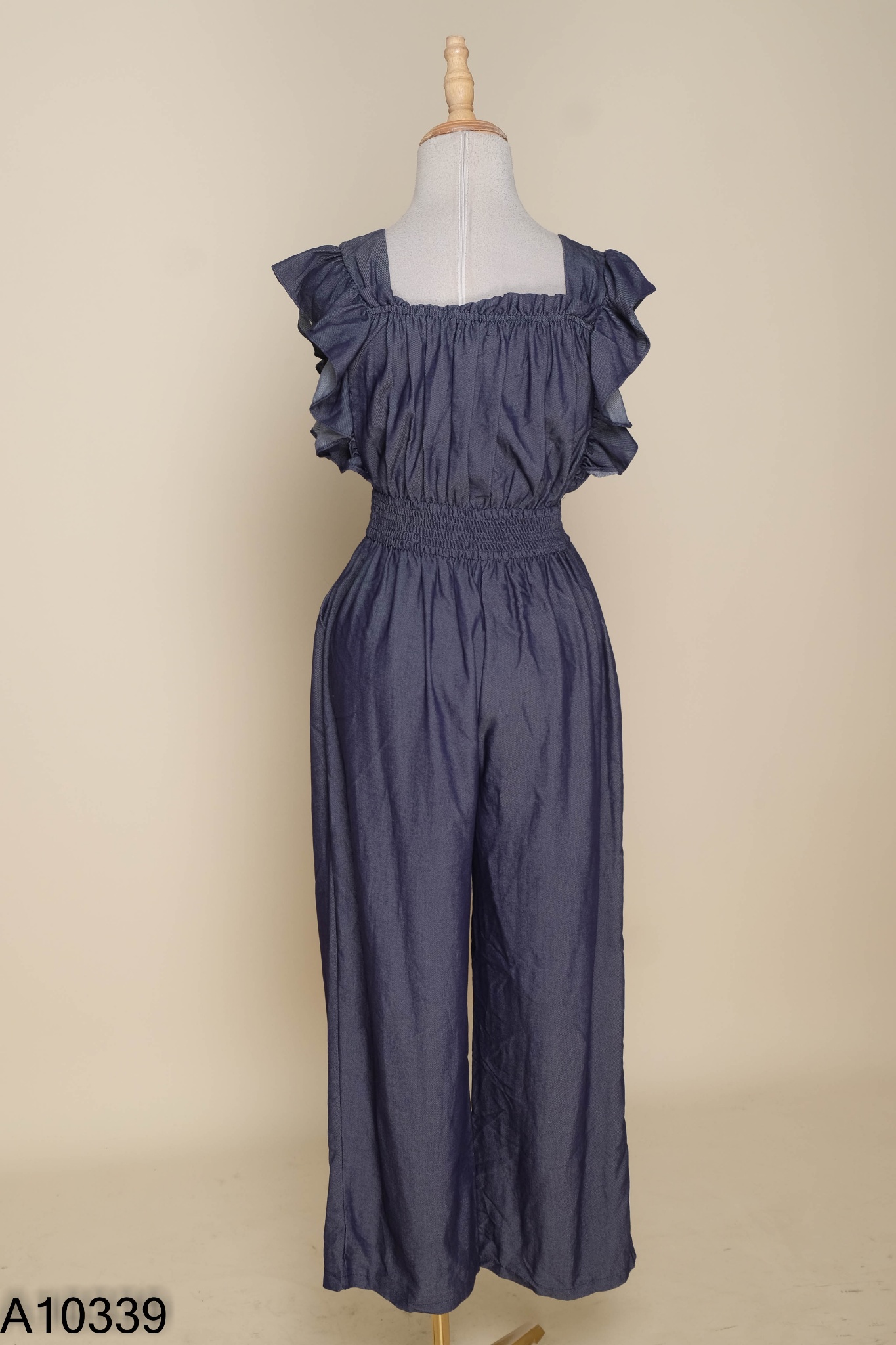 Jumpsuit xanh phối chun