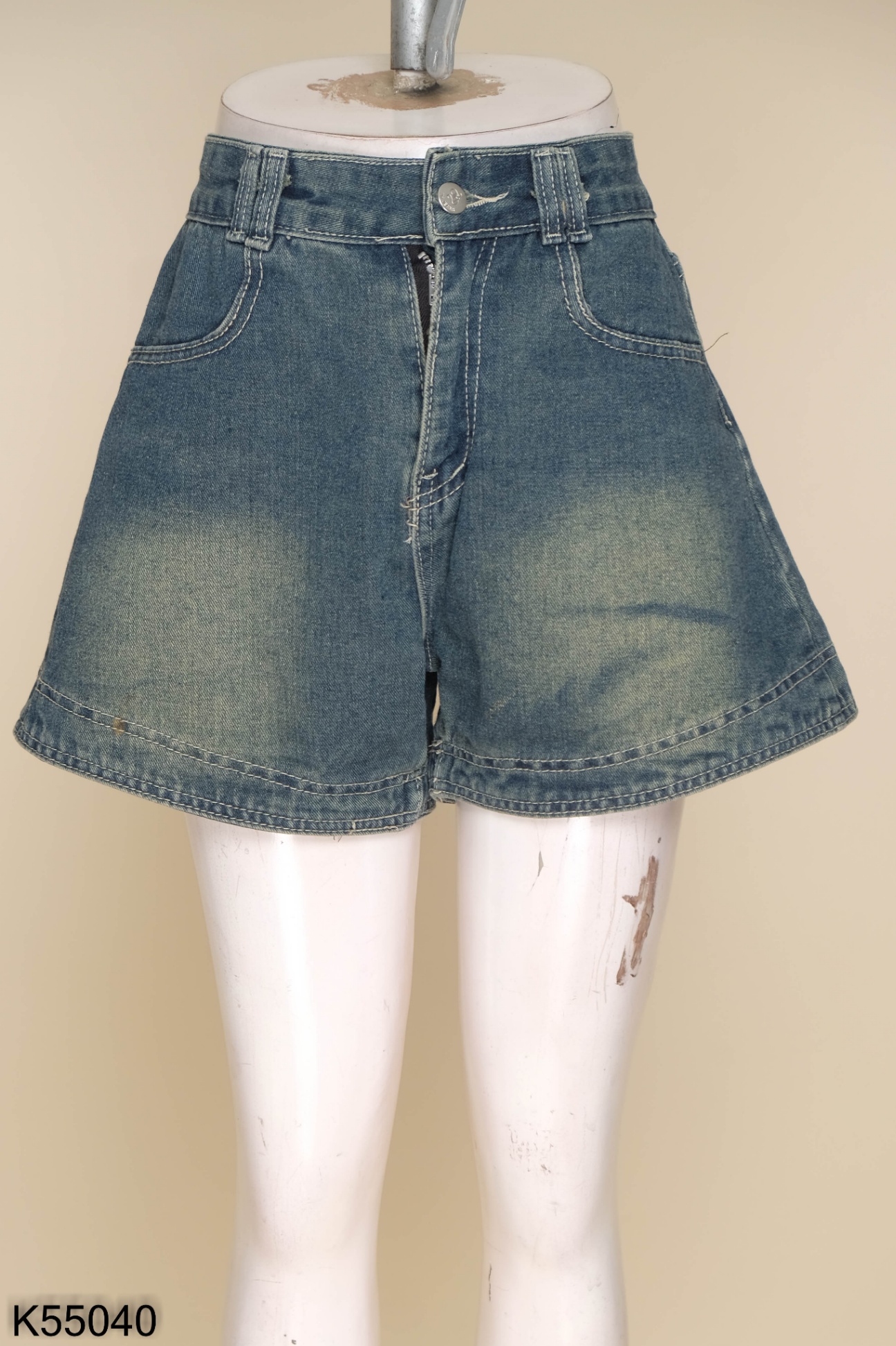 Quần short jean xanh trơn