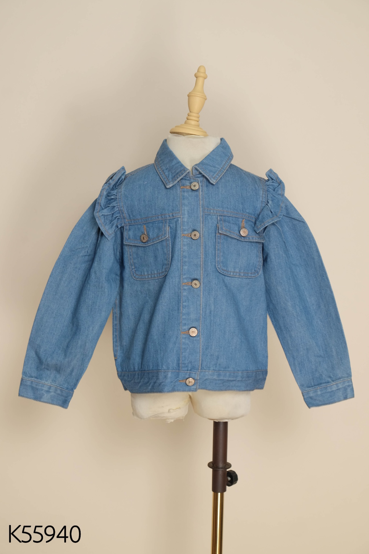 Áo jeans xanh viền bèo KIDS