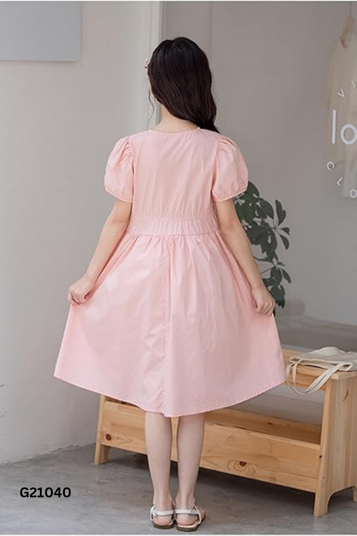 Váy hồng ADORE DRESS phối cúc