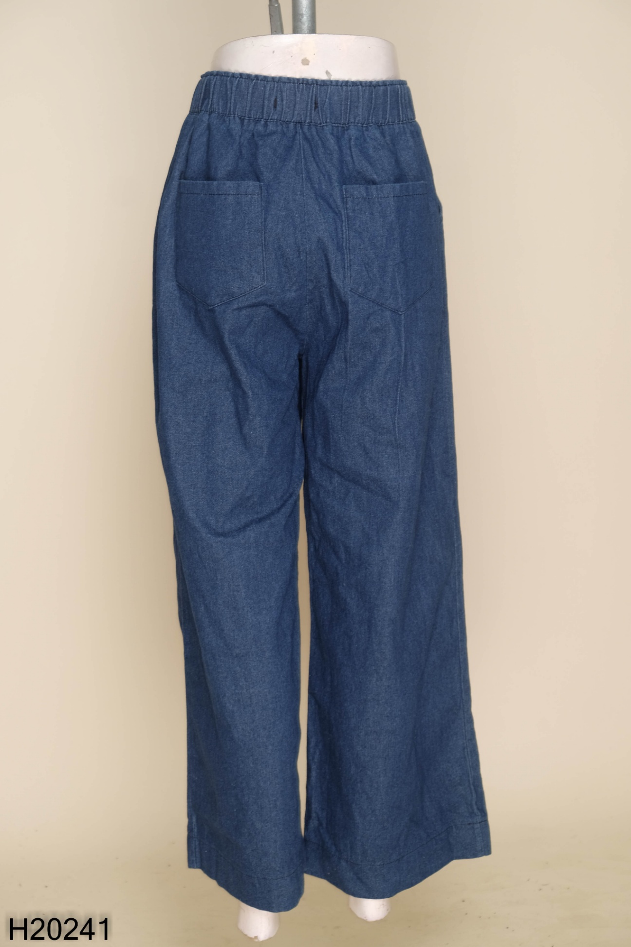 Quần culottes jeans xanh eo chun