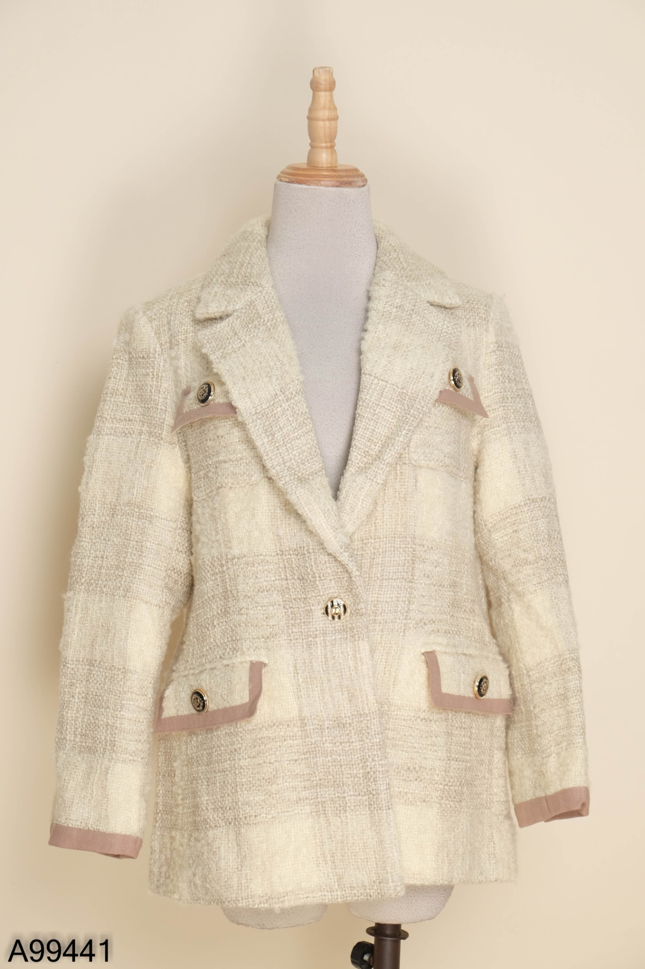 Blazer be dạ tweed