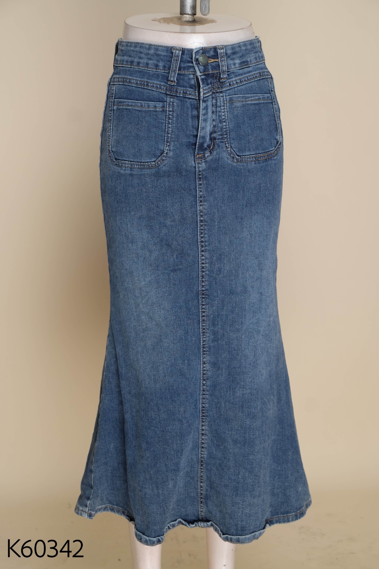 Chân váy jeans xanh dài