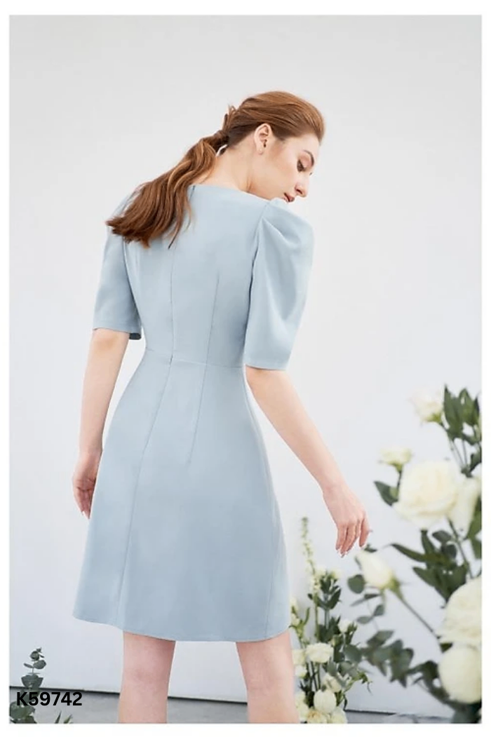 Váy ADORE DRESS xanh họa tiết trắng