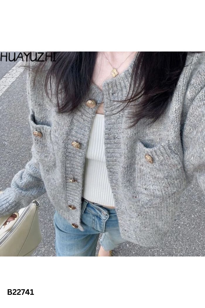 Cardigan CACHE xám họa tiết 0