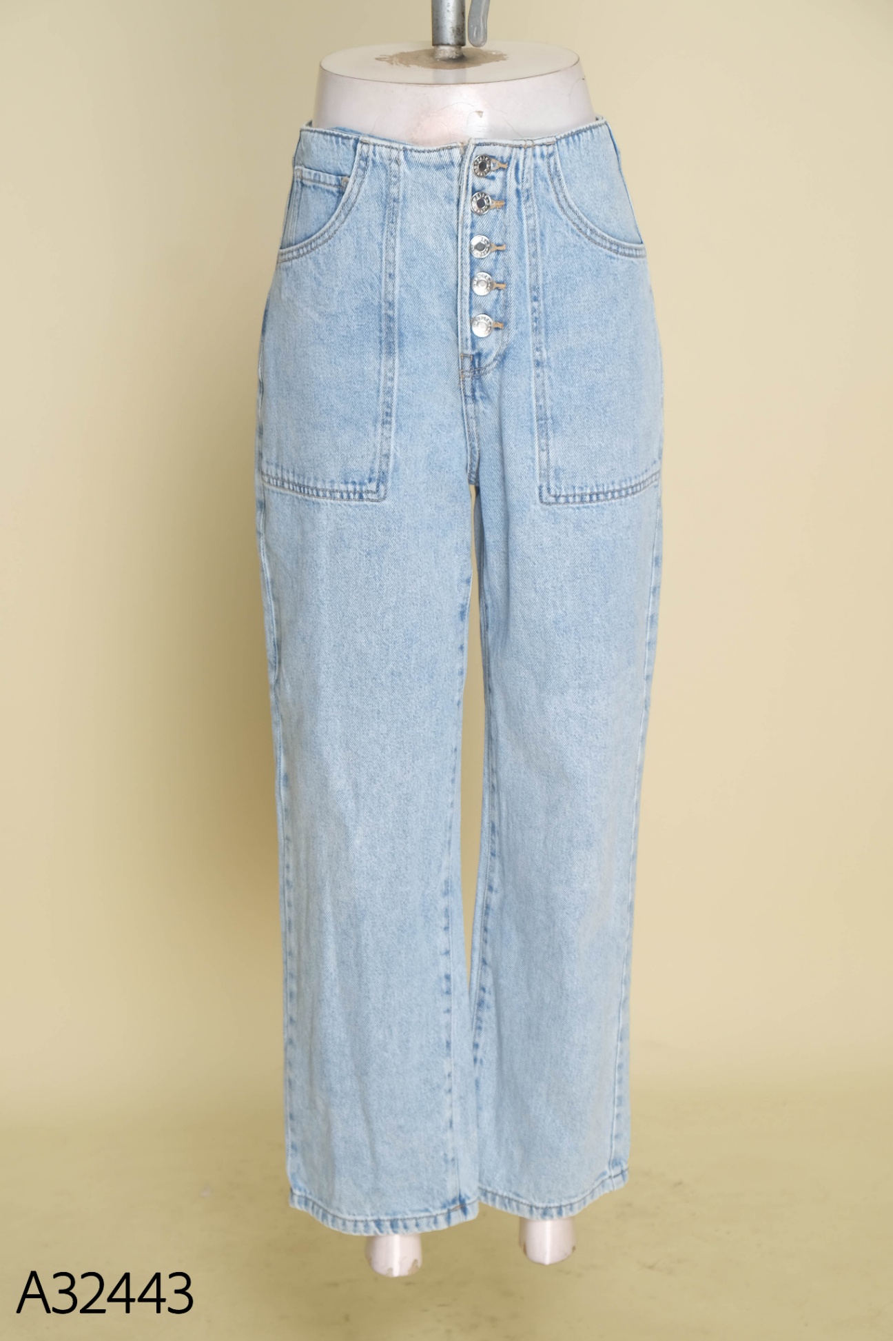 Quần jeans xanh MANGO 5 cúc