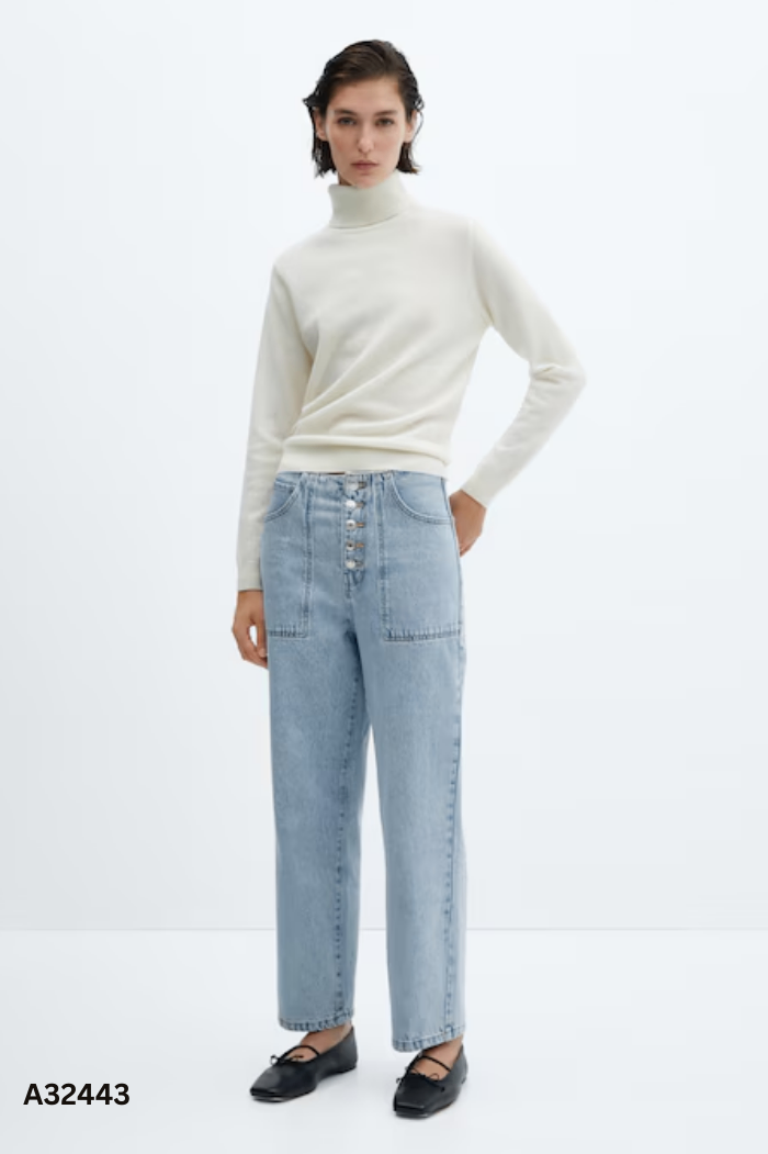 Quần jeans xanh MANGO 5 cúc