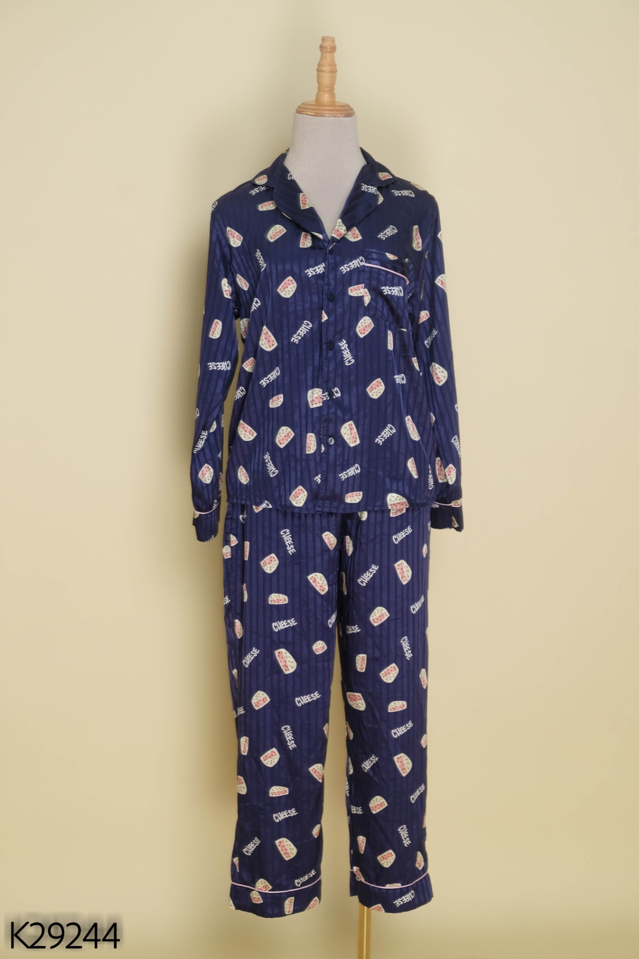 SET pijama lụa vàng nhạt lê áo + quần