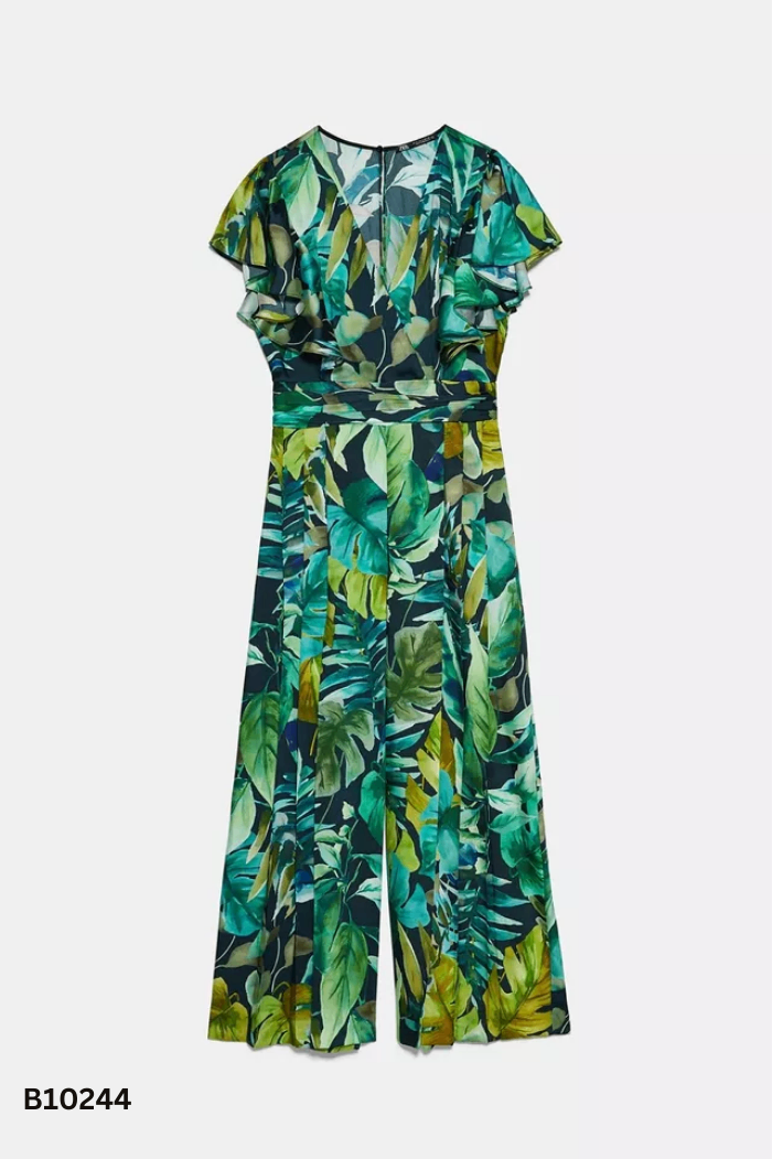 Jumpsuits xanh hoa ZARA phối bèo