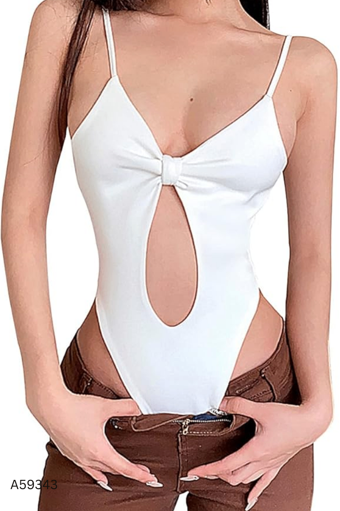 Bodysuit 2 dây xốp trắng