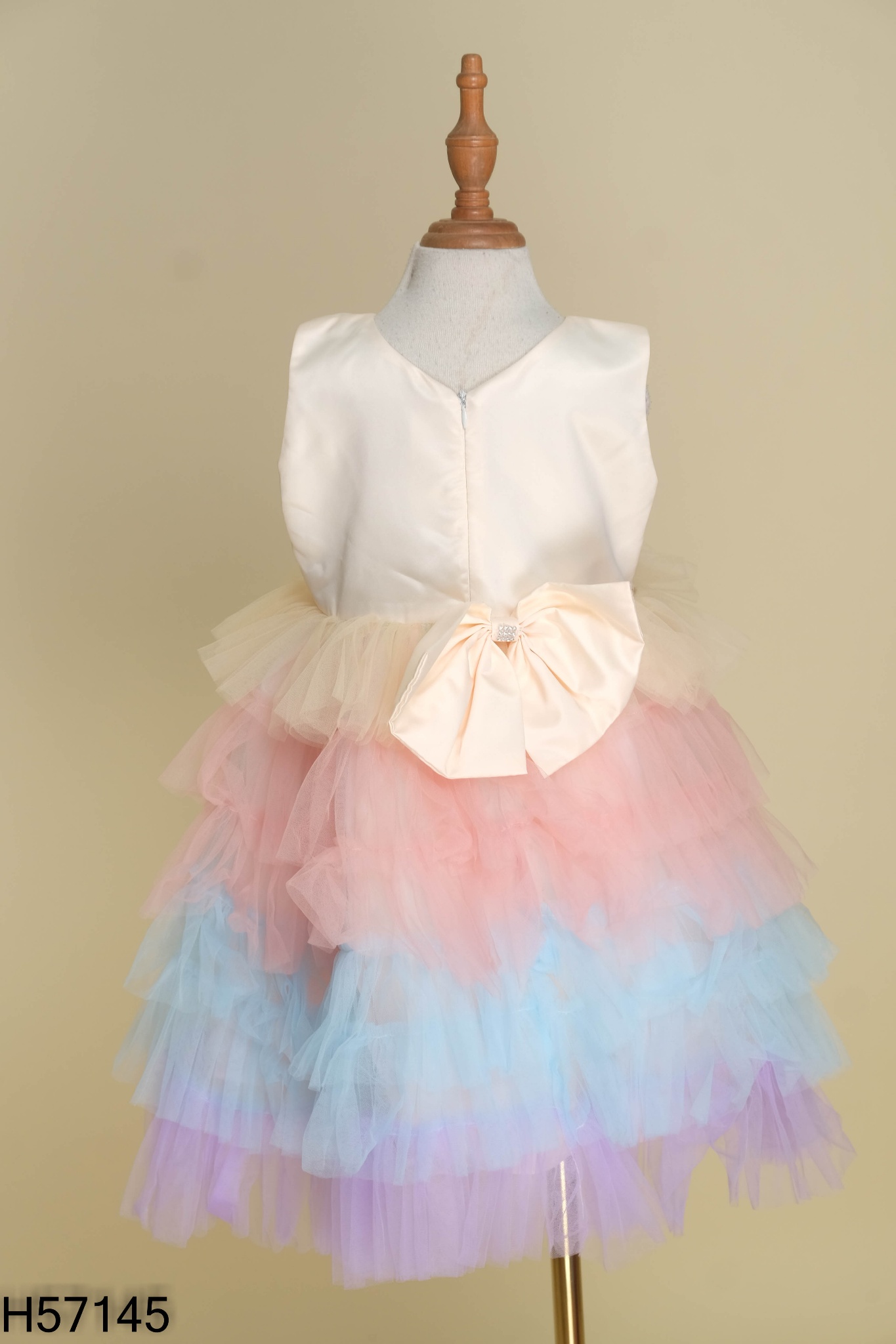 Váy lưới hồng xanh pastel đính ngọc KIDS