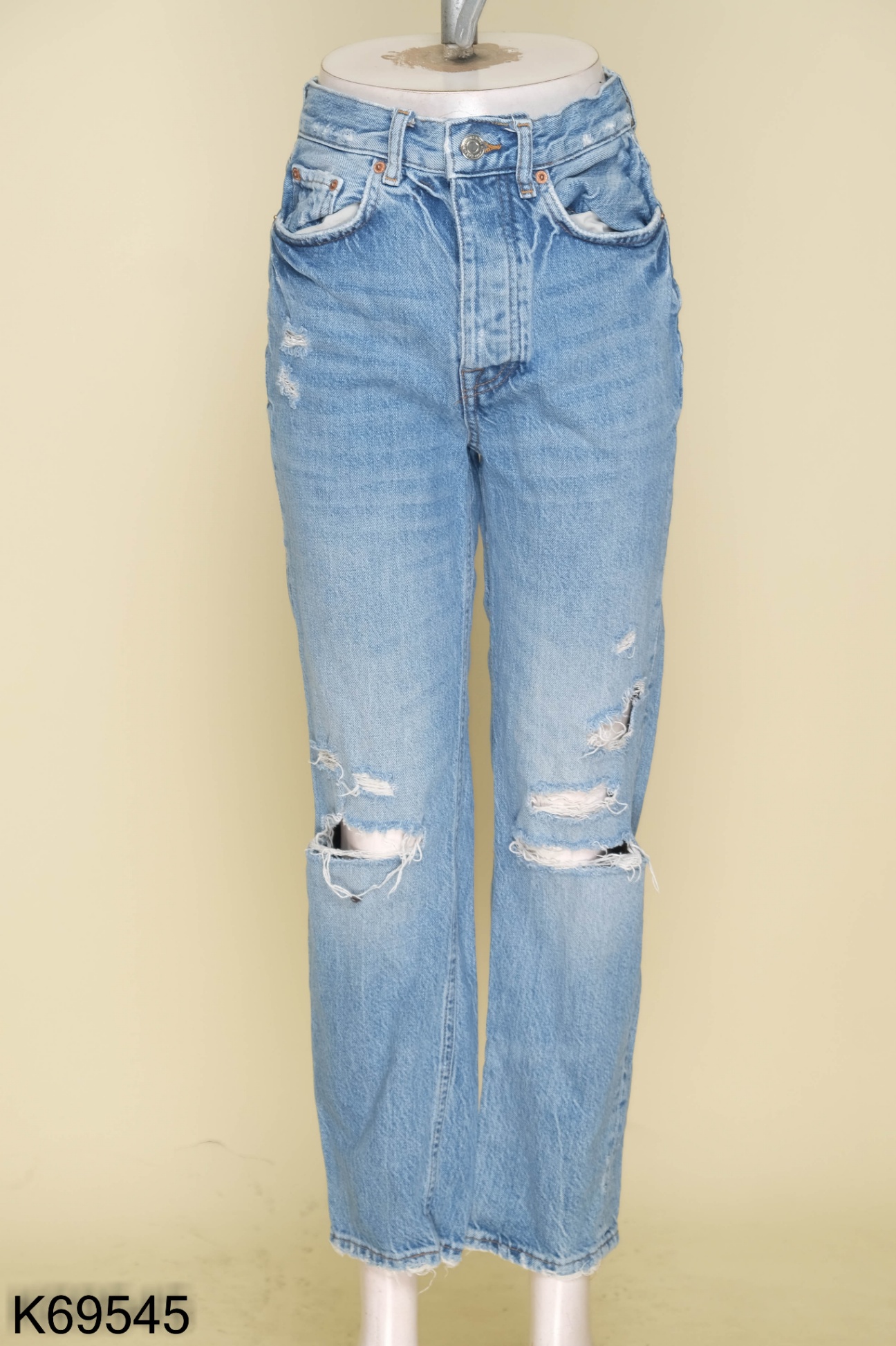 Quần jeans ZARA xanh rách (Cắt tag)