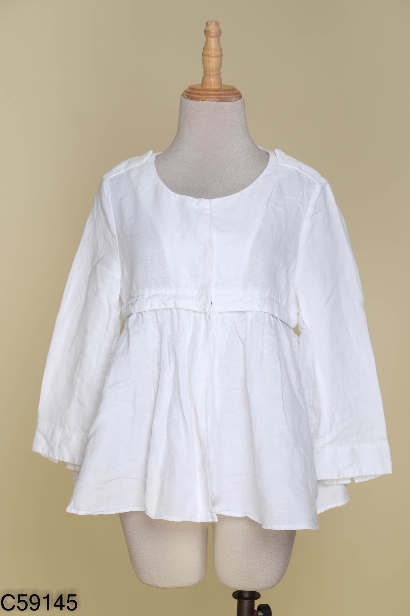 Áo linen trắng dáng babydoll