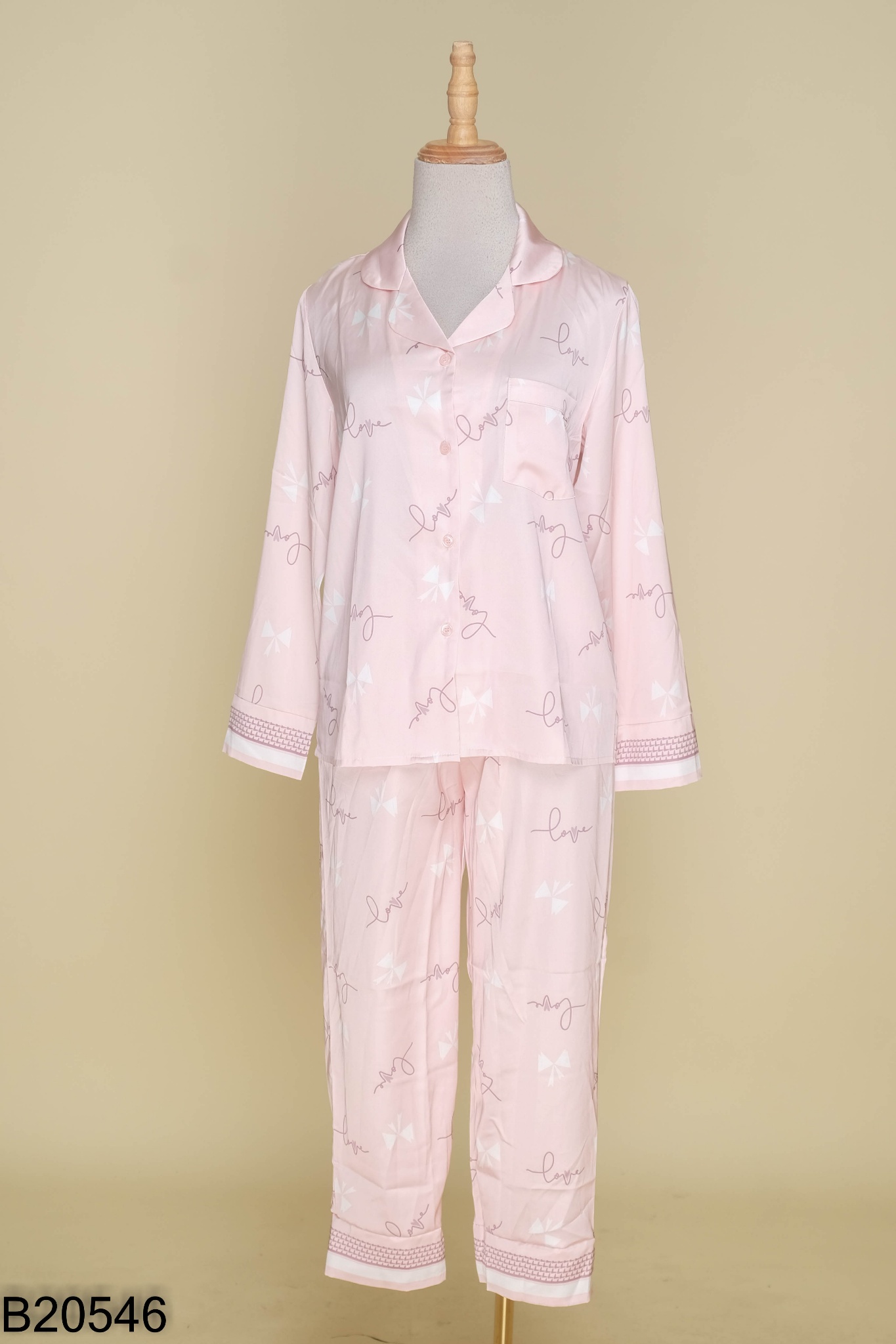 NEWTAG SET pijama chữ love hồng áo + quần