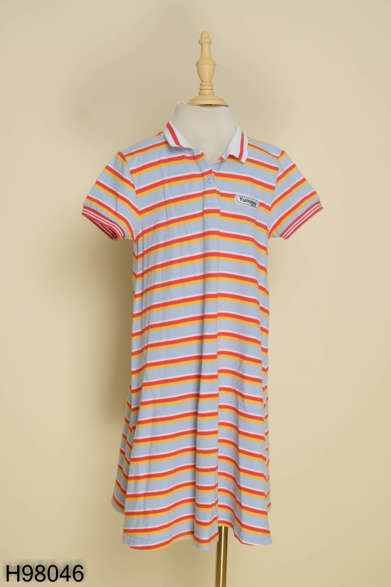 Váy polo xanh kẻ đỏ vàng kids