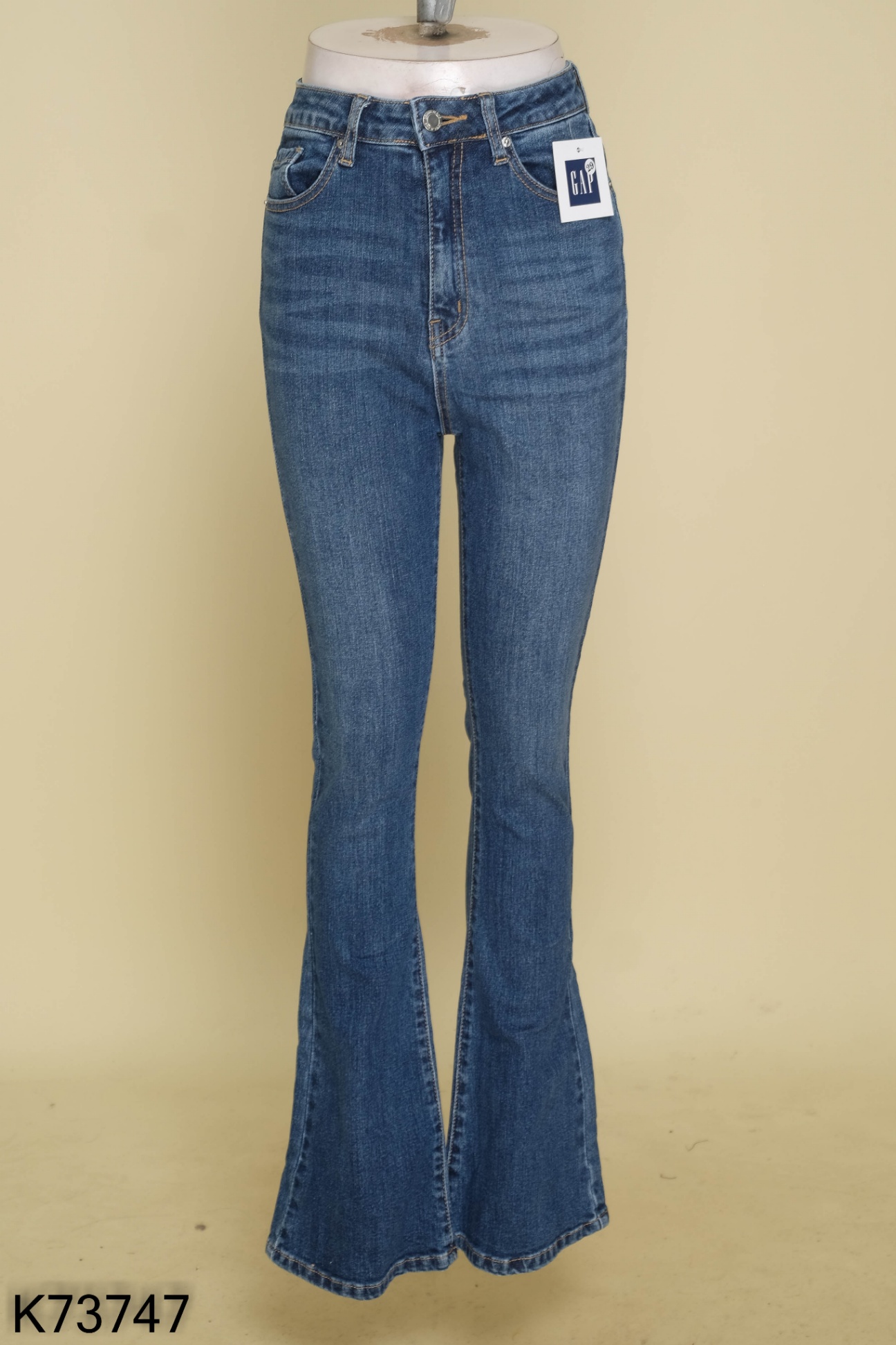 NEWTAG Quần jeans xanh dáng loe