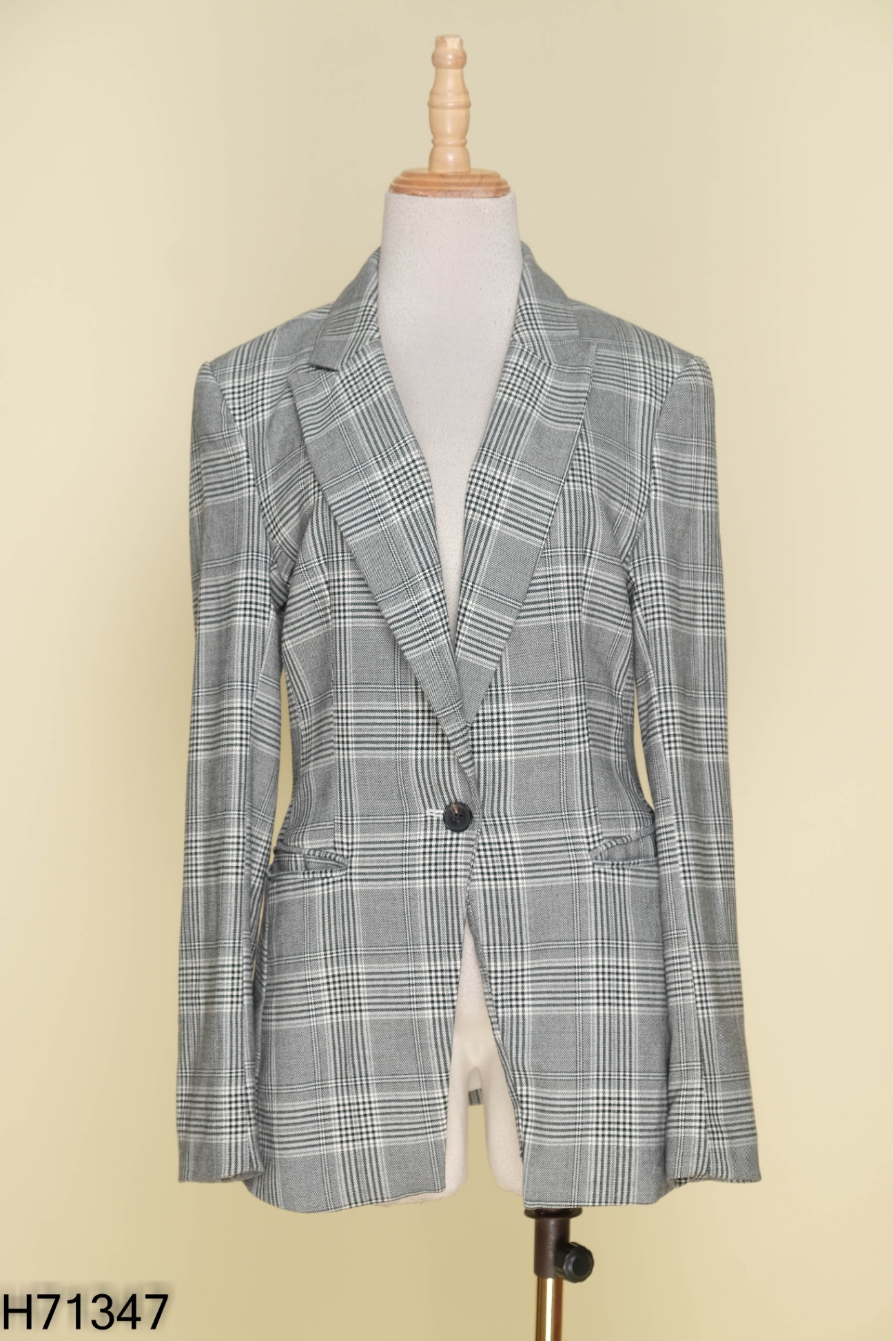 Áo blazer HM xám kẻ (CẮT TAG)