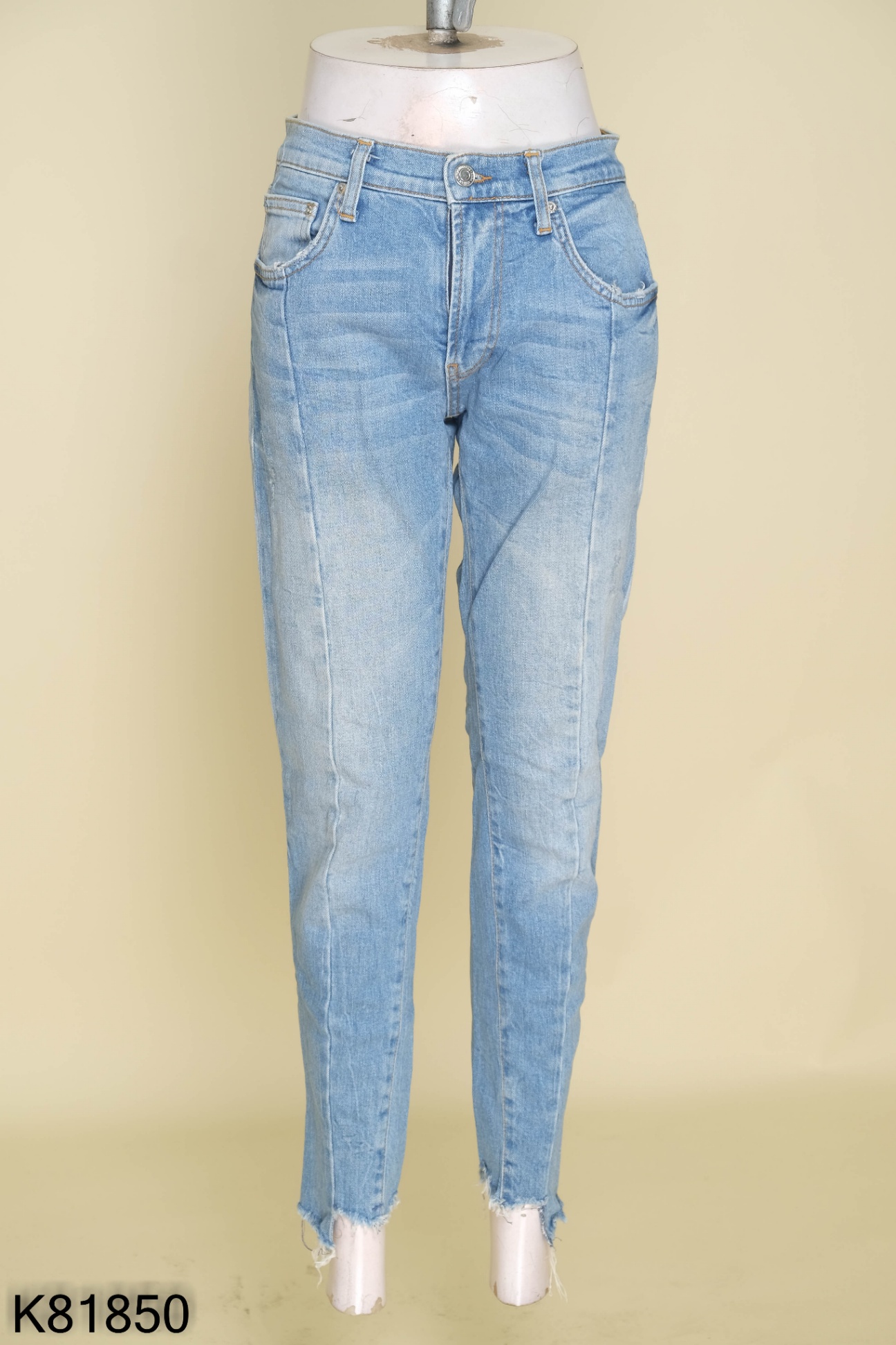 Quần jeans xanh ZARA gân giữa