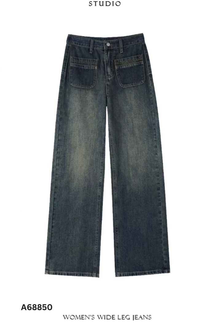 NEWTAG Quần jeans xanh túi ngang