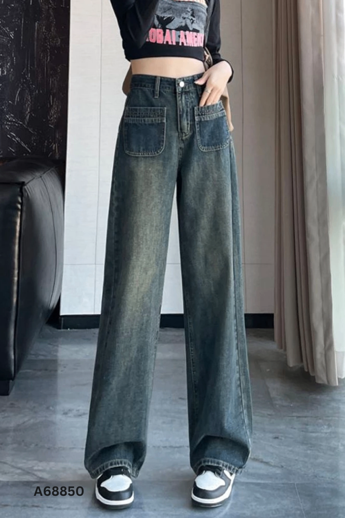 NEWTAG Quần jeans xanh túi ngang