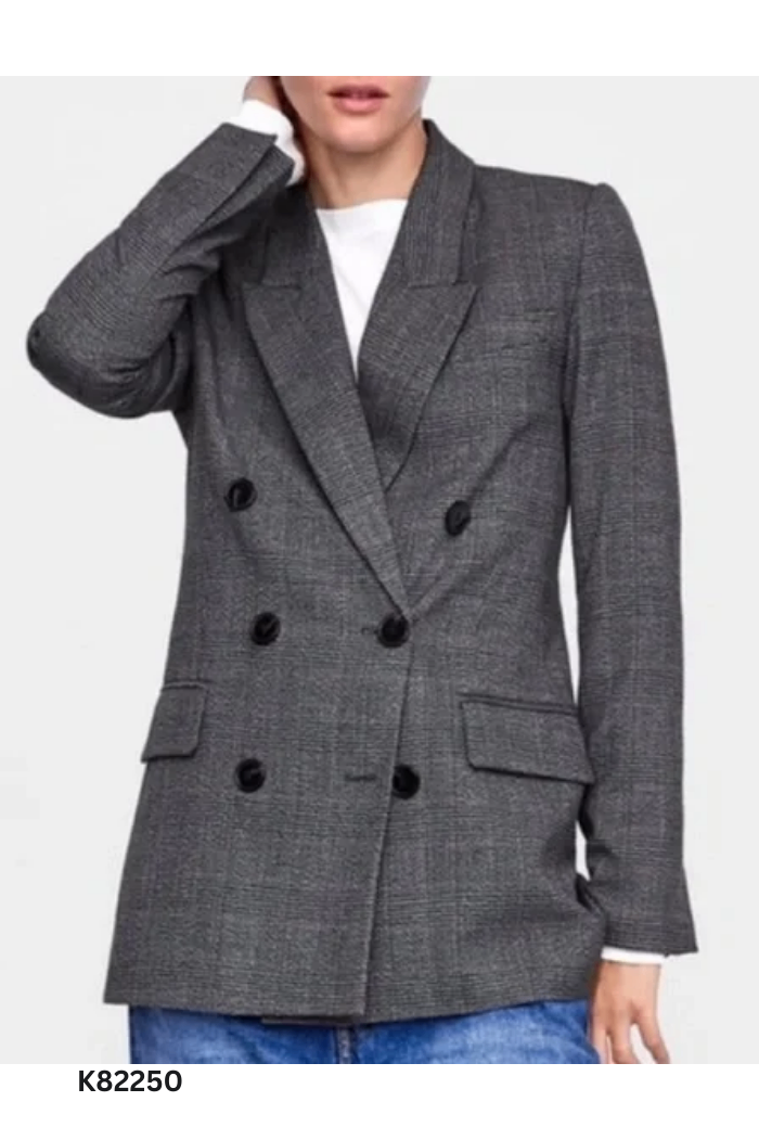 Áo blazer ZARA xám kẻ