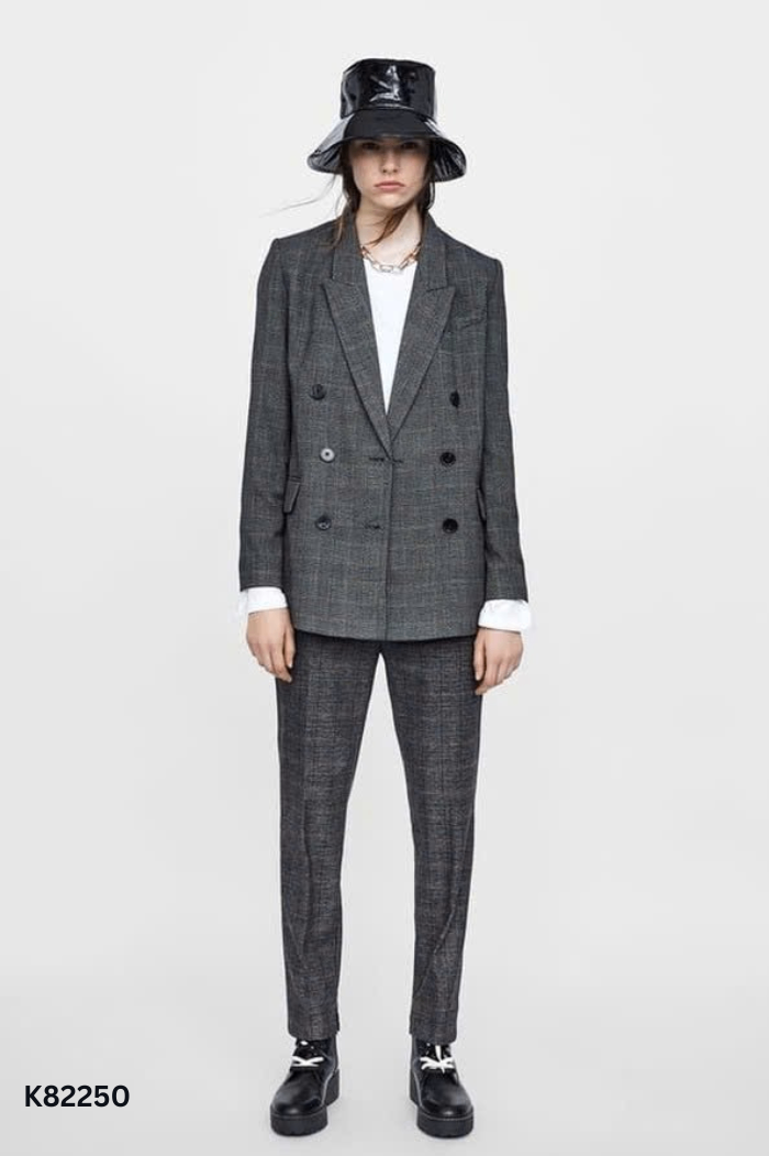 Áo blazer ZARA xám kẻ