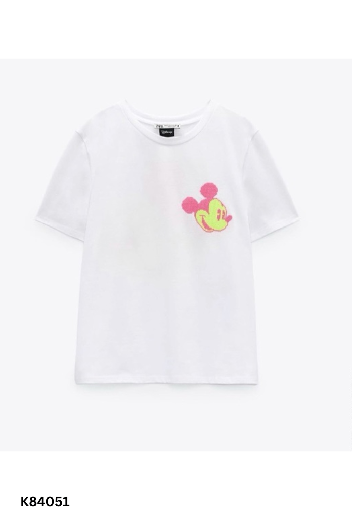 Áo trắng ZARA thêu Mickey