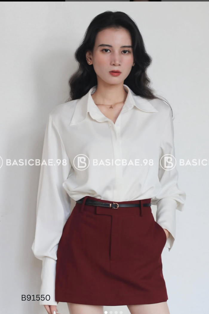 Áo sơ mi BASICBAE.98 lụa trắng