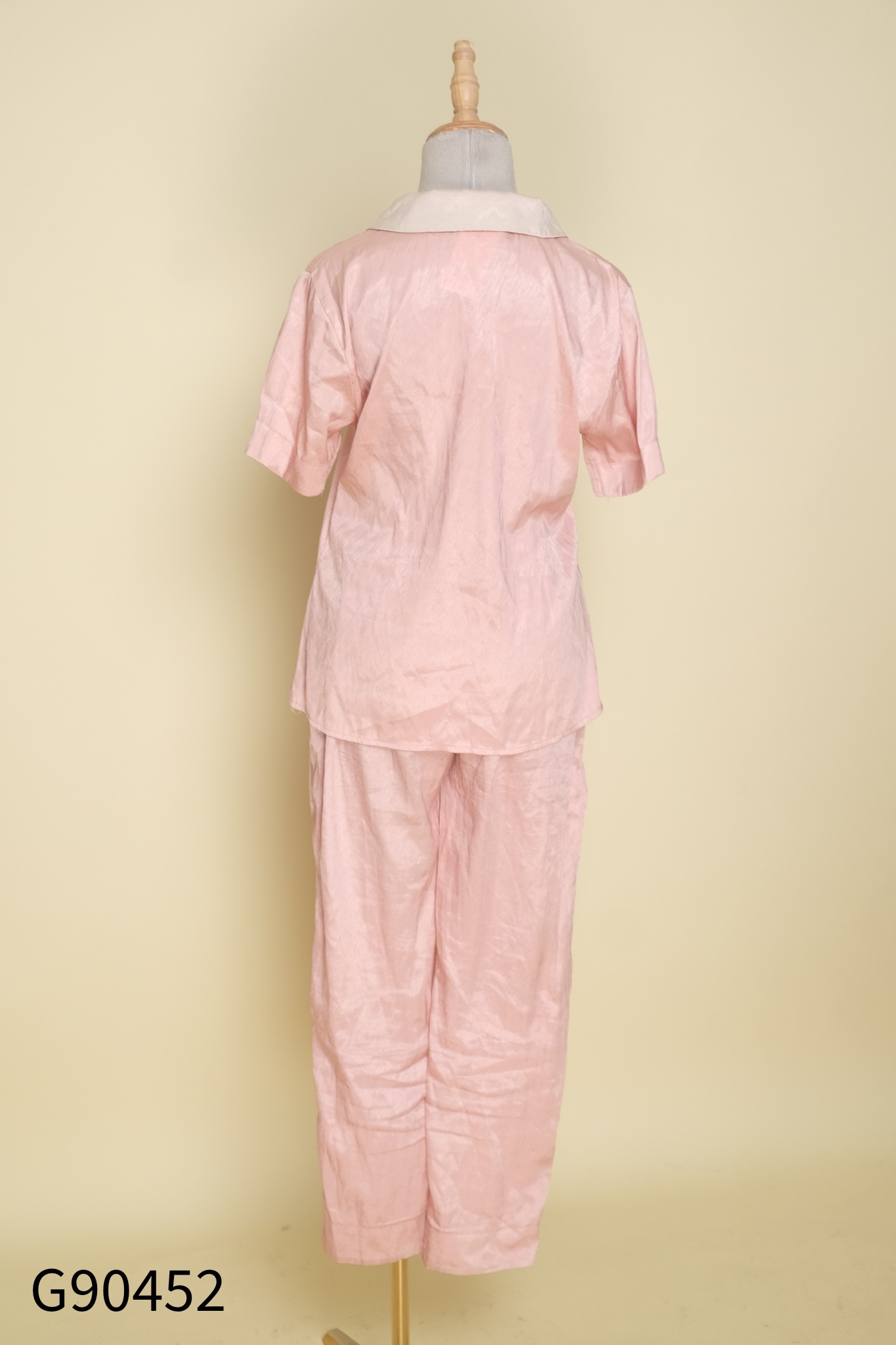 Set Pijama hồng áo cổ be + quần