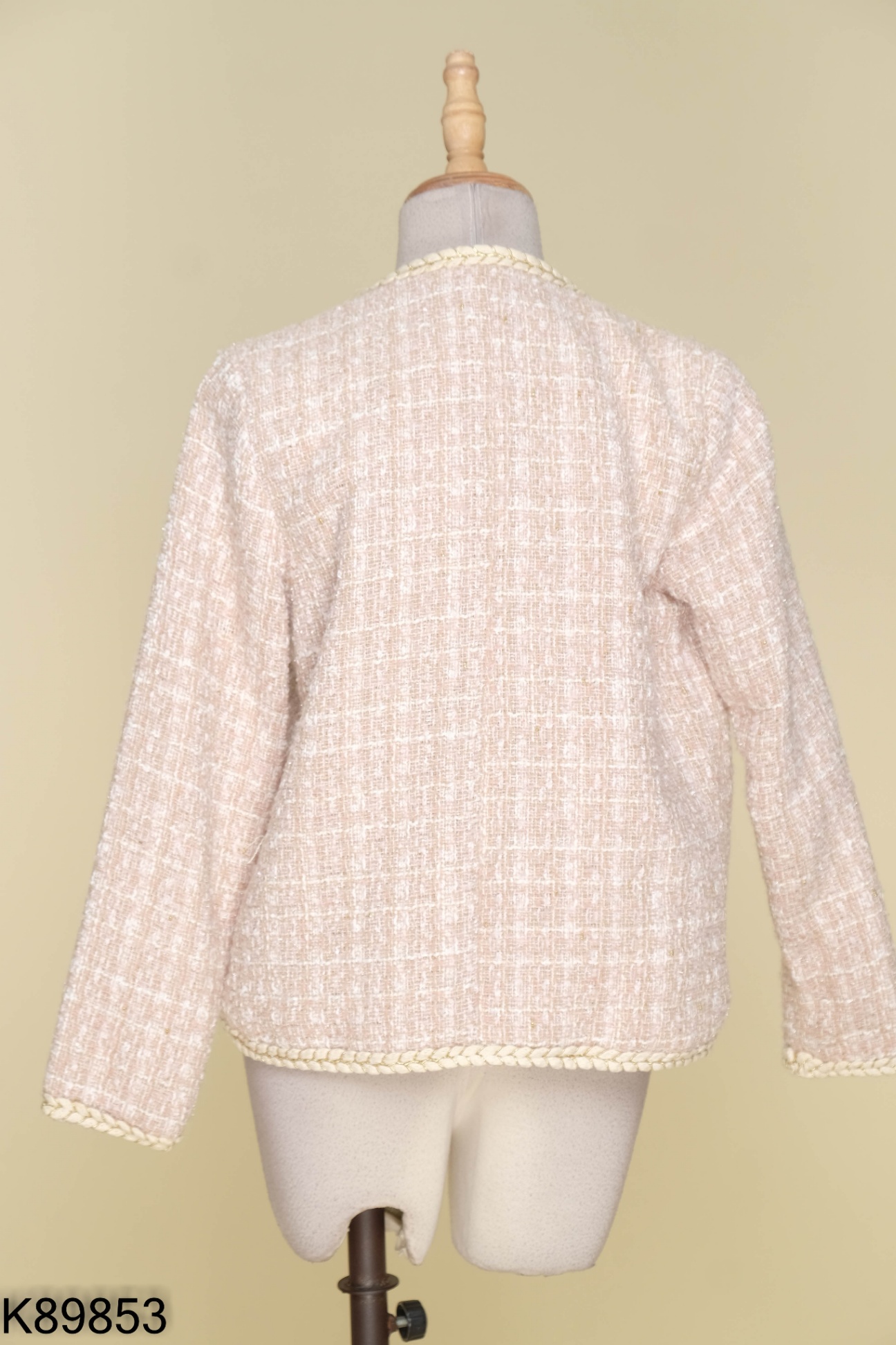 Áo ROSA BASIC dạ tweed hồng phối be