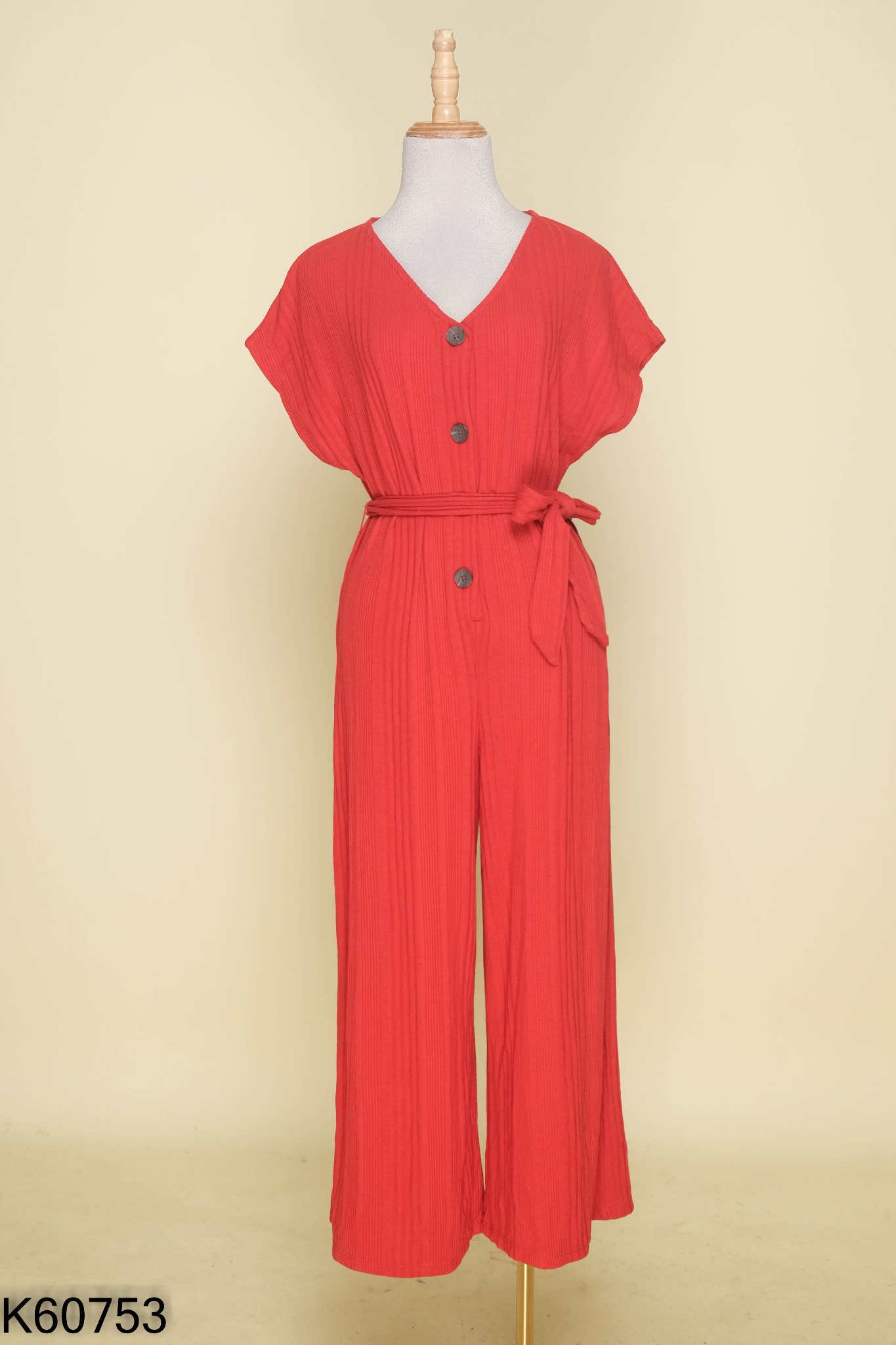 Jumpsuit BERSHKA len tăm đỏ