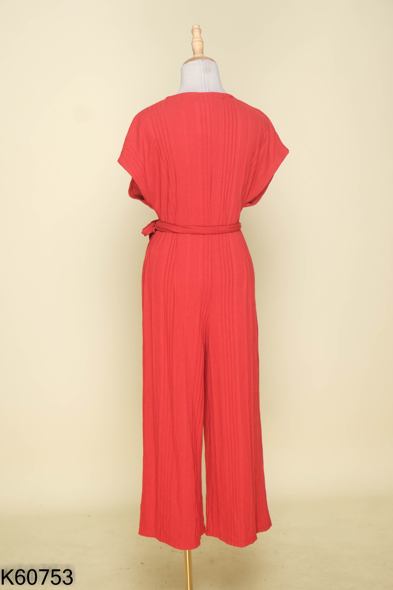 Jumpsuit BERSHKA len tăm đỏ